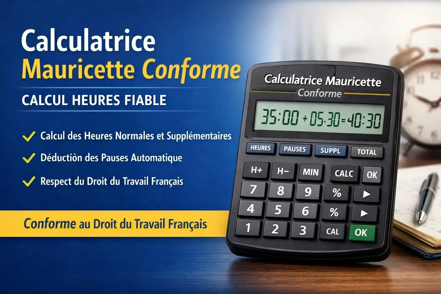 Calculatrice Mauricette Conforme | Calcul Heures Fiable