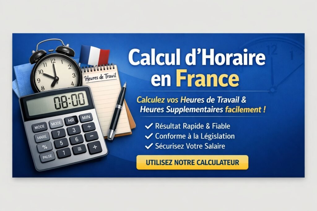 Calcul d’horaire en France, calculateur d’heures de travail et supplémentaires, conforme à la loi